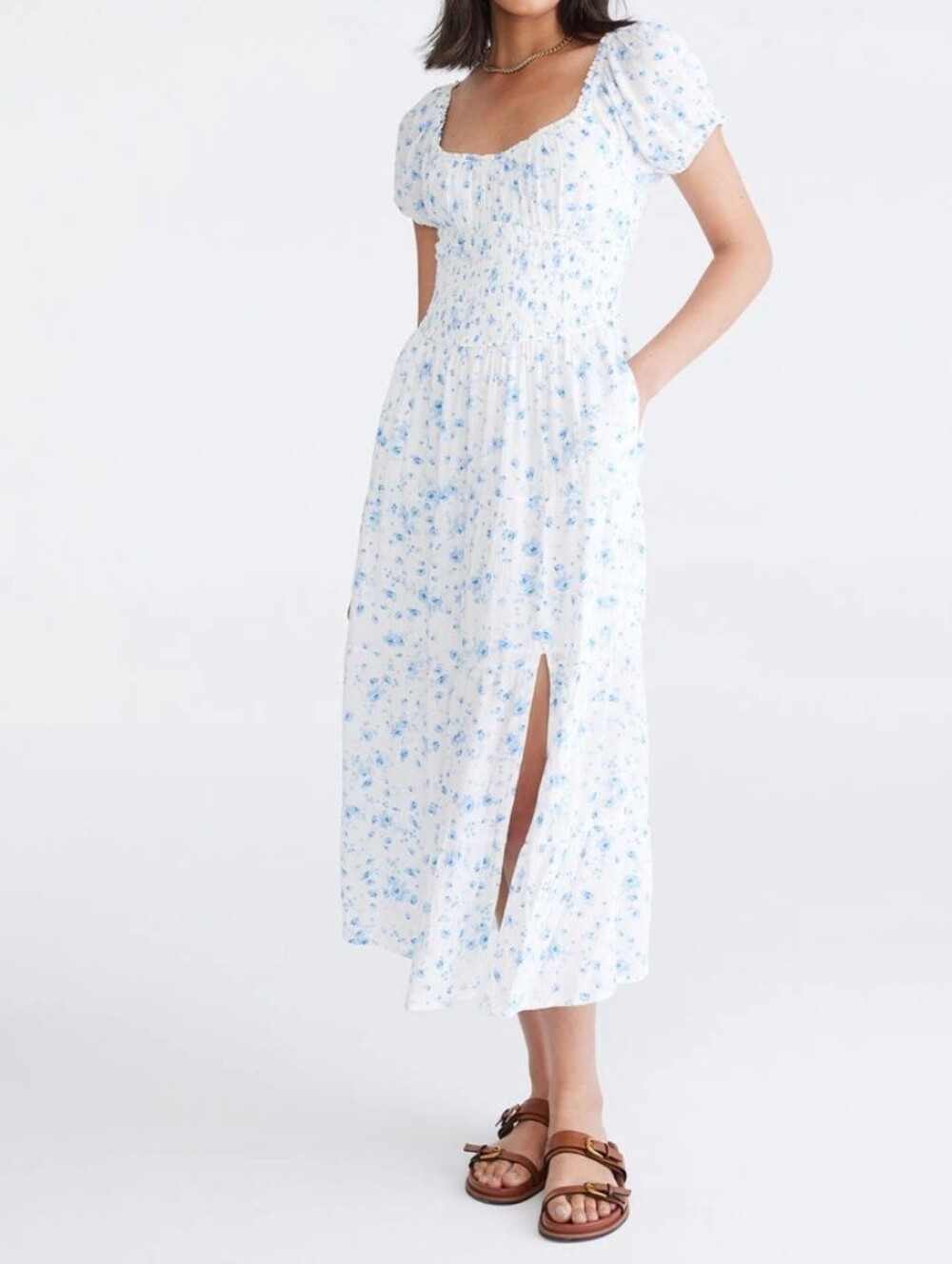 Aeropostale Floral Scoop-Neck Midi Slit Dress Size Meduum